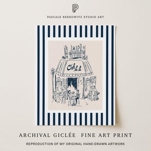 Paris Cafe Giclée Art Print: Minimalist French Illustration