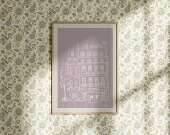 A Parisienne Building Art Print, Giclée Fine Art Print of an Original Sketch Illustration, Wall Art Decor, Large Scale Art