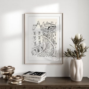 Victoria Street Edinburgh, Scotland Art Print, Giclée Fine Art Print of an Original Sketch Illustration, Wall Art Decor Drawing