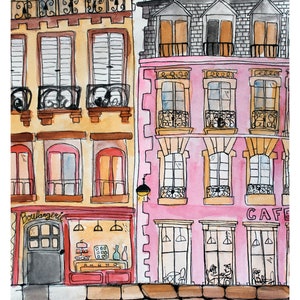 Giclée Fine Art Print Boulangerie, Paris Illustration, Art Print, Paris Art, Wall Decor, Home Decor, Pink Art, Wall Art image 2