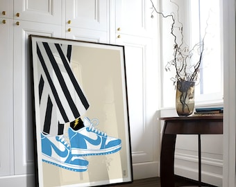 Blue Nike Air Sneaker Art Print, Giclée Fashion Illustration