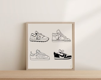 Sneakerhead Giclée Art Print: Iconic Shoe Line Illustration