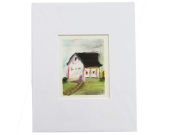Original kleine Öl-Stick Malerei, Homes of New England No. 05, verfilzte Original-Kunstwerk, bereit zum Rahmen, Wandkunst, Original-Gemälde