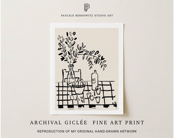 Food Art Print: Kitchen Wall Decor, Picnic Illustration