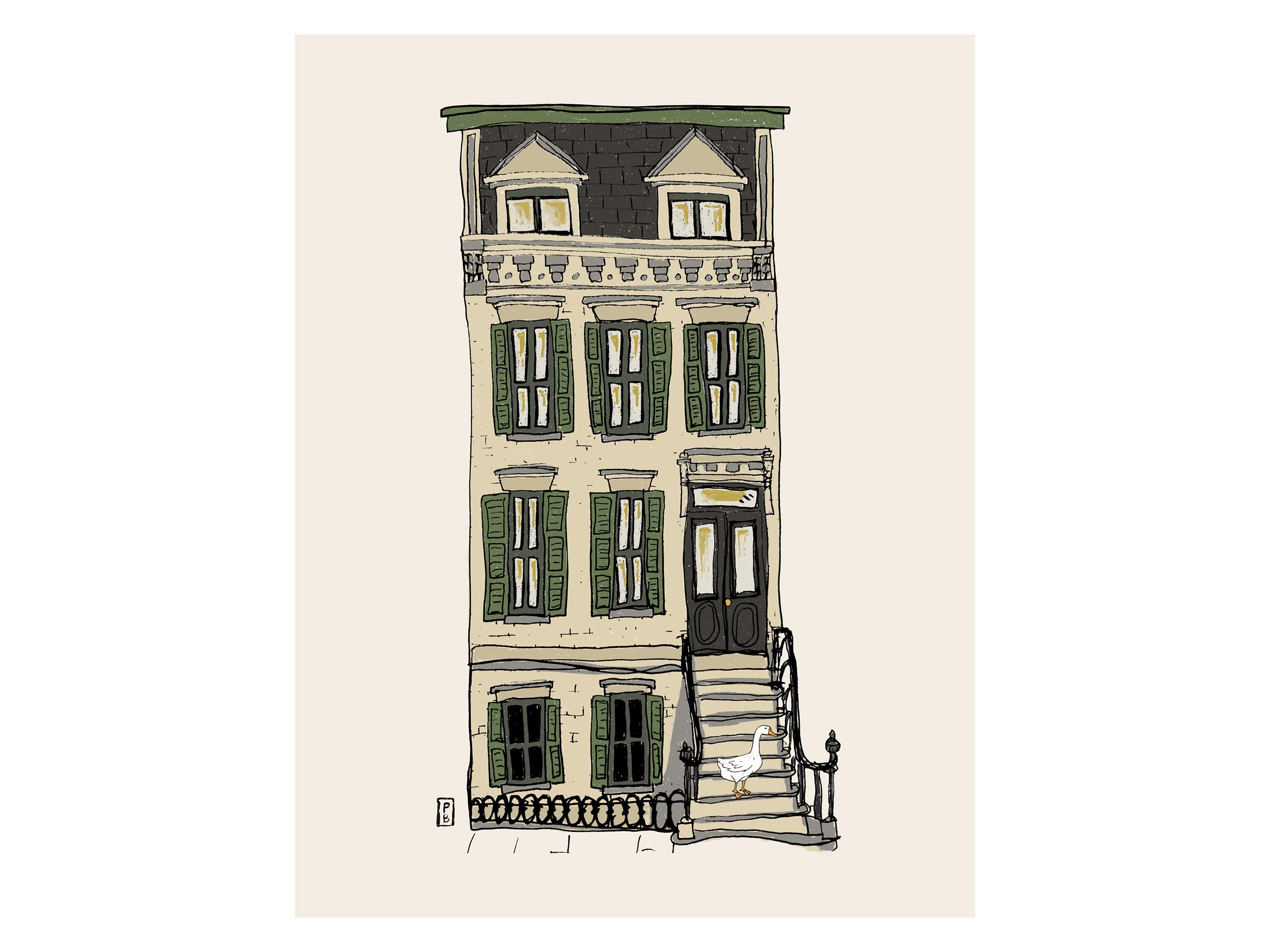 Brooklyn Brownstone Art Print: Goose on Stoop, New York City - Etsy