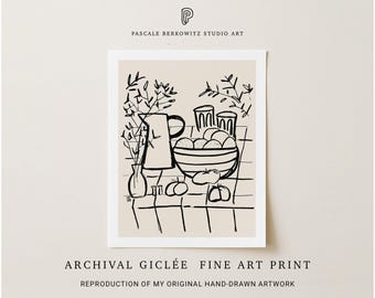 Food Art Print: Kitchen Wall Decor, Picnic Illustration