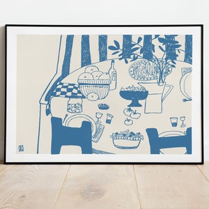 Food and Dining Art Print, Giclée Fine Art Print of an Original Sketch Illustration, Mangia, Wall Art Decor, Food Art, Drawing image 1