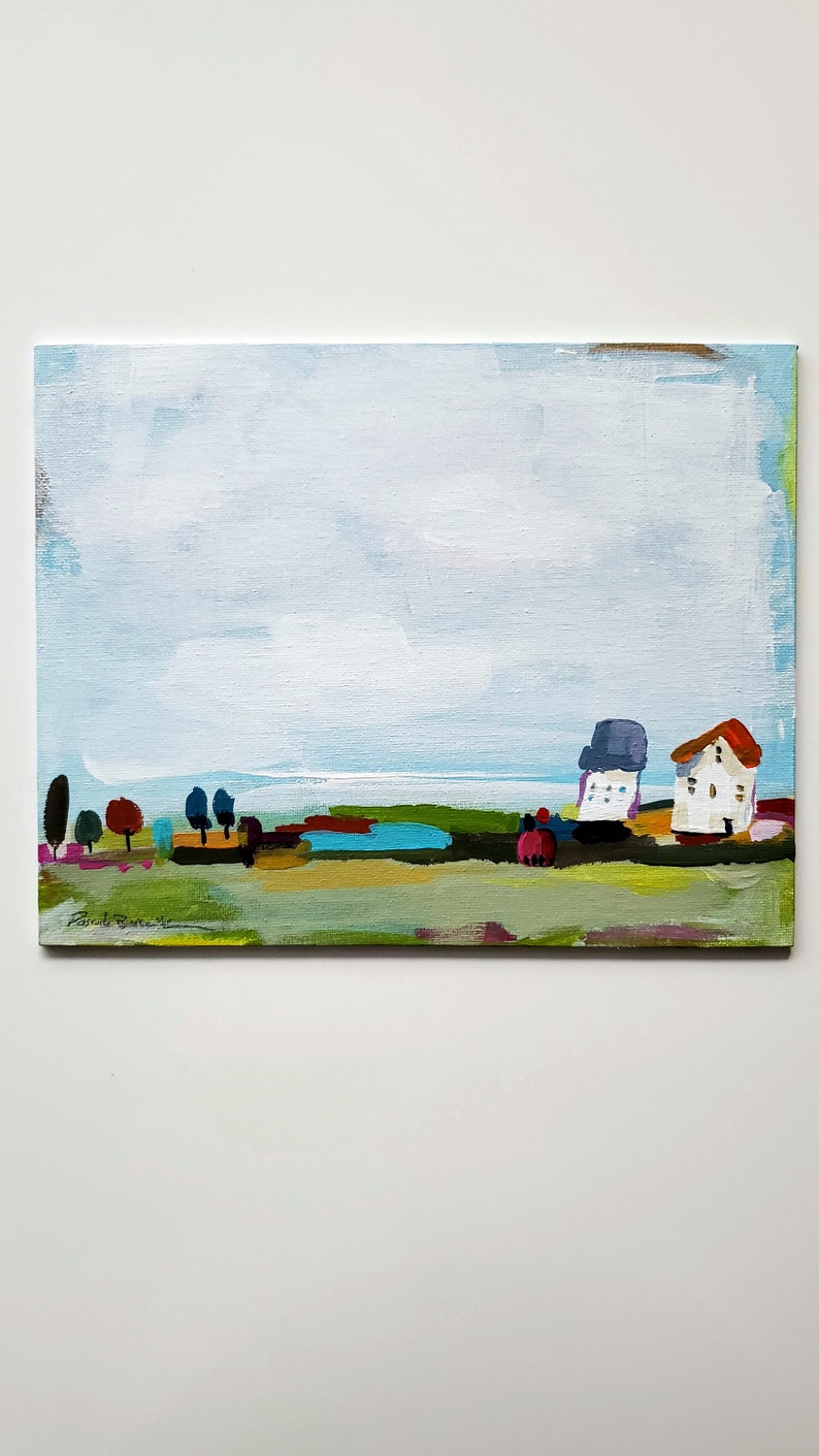 Original Acrylic Painting, Tiny Houses No. 14, Original Artwork on Canvas Board, Wall Art, Original Painting image 4