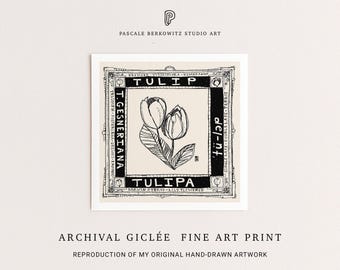 Tulips Sketch Art Print: Vintage Floral Illustration