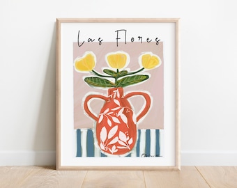 Floral Giclée Fine Art Print "Las Flores" - Abstract Still Life Art, Still Life Art, Flower Art, Wall Decor, Home Decor, Modern Art Wall Art