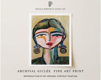 Abstract Woman Portrait Print, Floral Blouse — Luella