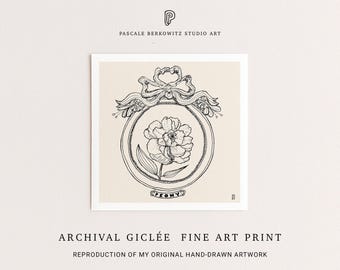Peony Sketch Art Print: Floral Illustration, Botanical Home Decor