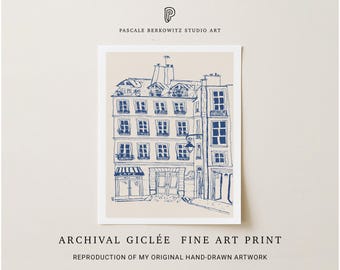 Paris Cafe Art Print: Minimalist French Illustration