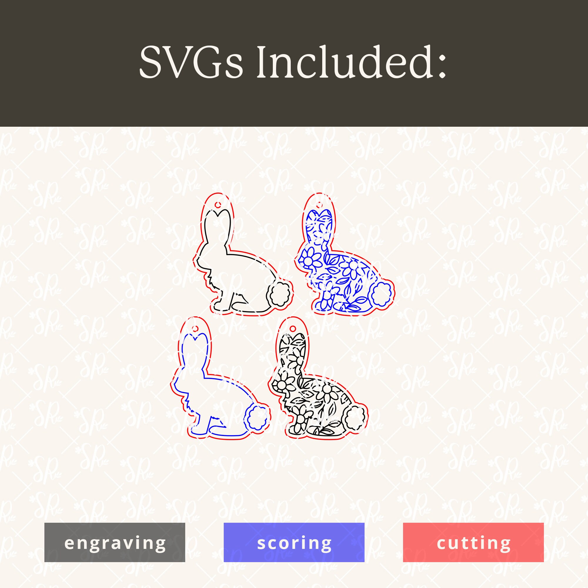 Easter Bunny Earrings SVG - Laser Cut File Floral Bunny - Spring ...