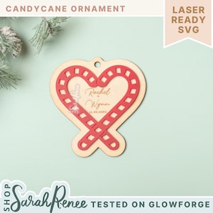 Candy Cane Laser File Ornament, Our First Christmas Ornament SVG, Married Couple Ornament SVG, Glowforge Laser Christmas Ornament Acrylic