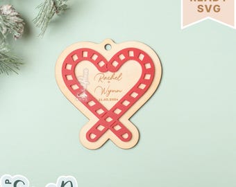 Candy Cane Laser File Ornament, Our First Christmas Ornament SVG, Married Couple Ornament SVG, Glowforge Laser Christmas Ornament Acrylic