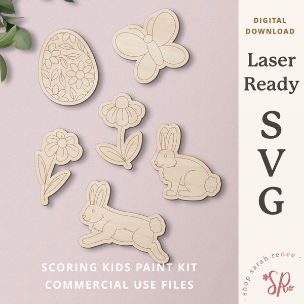 DIY Paint Kit File - Spring Easter Bunny Paint Set SVG - Easter Laser Cut File -Commercial Use -Scoring -Easter Egg svg -Glowforge Lightburn