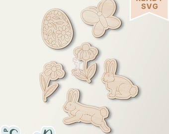 DIY Paint Kit File - Spring Easter Bunny Paint Set SVG - Easter Laser Cut File -Commercial Use -Scoring -Easter Egg svg -Glowforge Lightburn