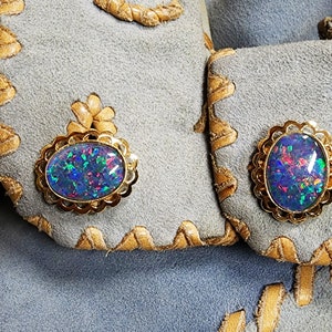 53943.0 - Gold Plated 925 Sterling Silver Cuff Links set with 18x13 mm Australian Opal Triplets