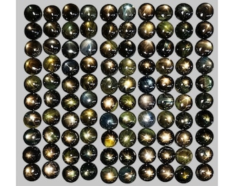54146,0 - 6 mm rondgeslepen cabochons met Australische stersaffier: gemengde kleuren