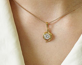 03946. Colgante ZC de plata de ley: estilo corazón, chapado en oro.