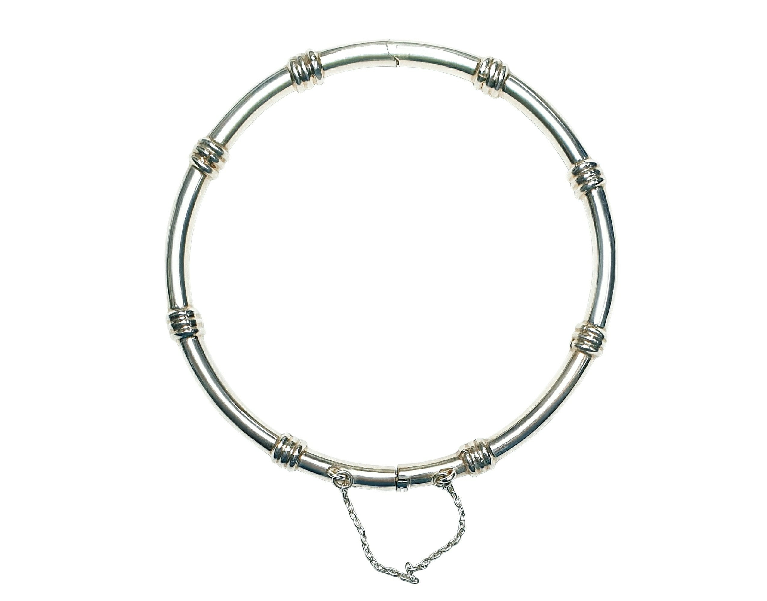 90年代　silver925 bangle 925 Sterling Silver Vintage Oxidised Tube Bangle Jewelry