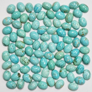 50008.61 - 8 x 6 mm Oval Cut Turquoise Cabochons Very Rare Natural Untreated Australian &#39;TurqOZ&#39; for sale at Wholesale cut from 1970s rough