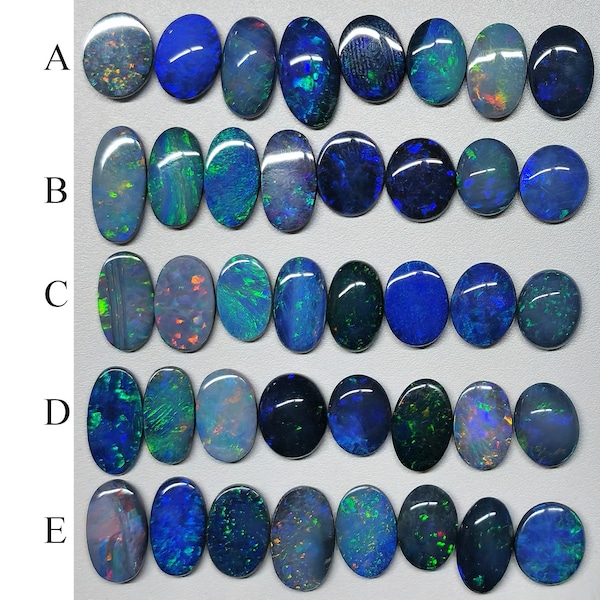 54074.0 - 5 Lots Oval Cut Opal Doublets Made from natural Australian Opal including Black Most have a good cab Each lot is at least 16 cts.