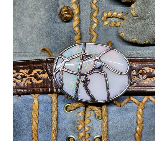 52045.0 - Australian Boulder Opal Belt Buckle: Pure Silver  display picture 1