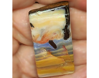 54041. Australian Boulder Opal: Rectangular Cut and Polished Gemstone, 54.20 Carats