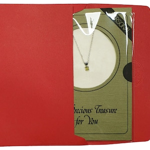 08257.0 - Ciondolo in argento con zaffiro australiano da circa 0,45 carati su catena in acciaio inossidabile in carta regalo, "Un tesoro prezioso per te", sconti per quantità