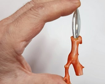 05019.0 - Unique Sterling Silver Letter Opener: Natural Pink Coral Handle