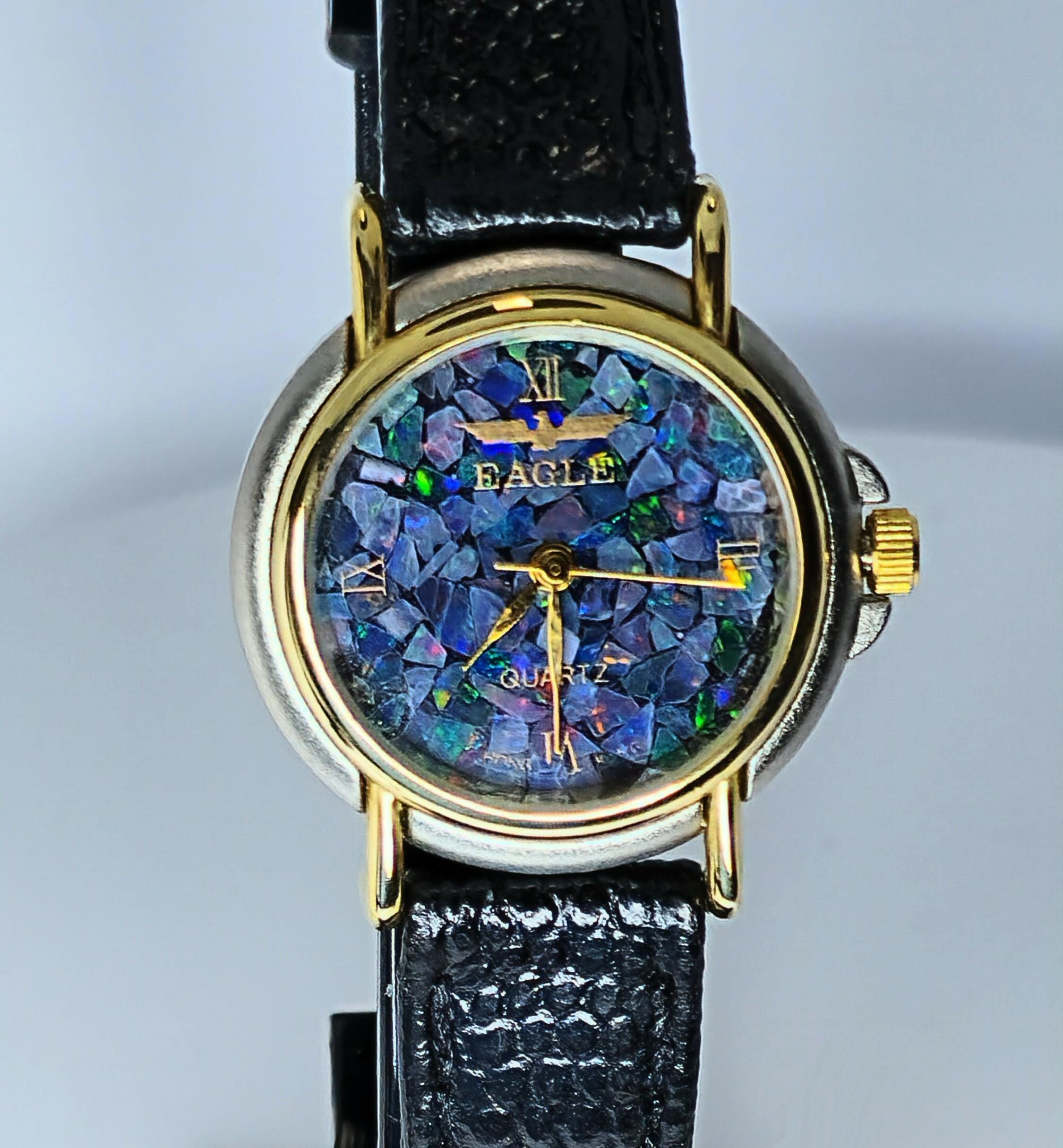 Natural Australian Opal Watch: Vintage Citizen Quartz