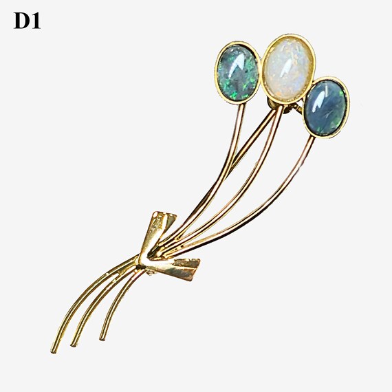 04129. Solid Opal Sterling Silver Brooch: Gold Pl… - image 10