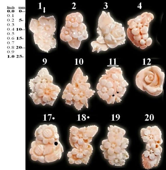 54102. Natural Pink Coral Carvings: Taiwan Flowers (2.4-2.9 Gram