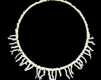 06786.2 - Vintage White Coral Branch Necklace and Bracelet: 1980s Taiwanese Untreated Coral