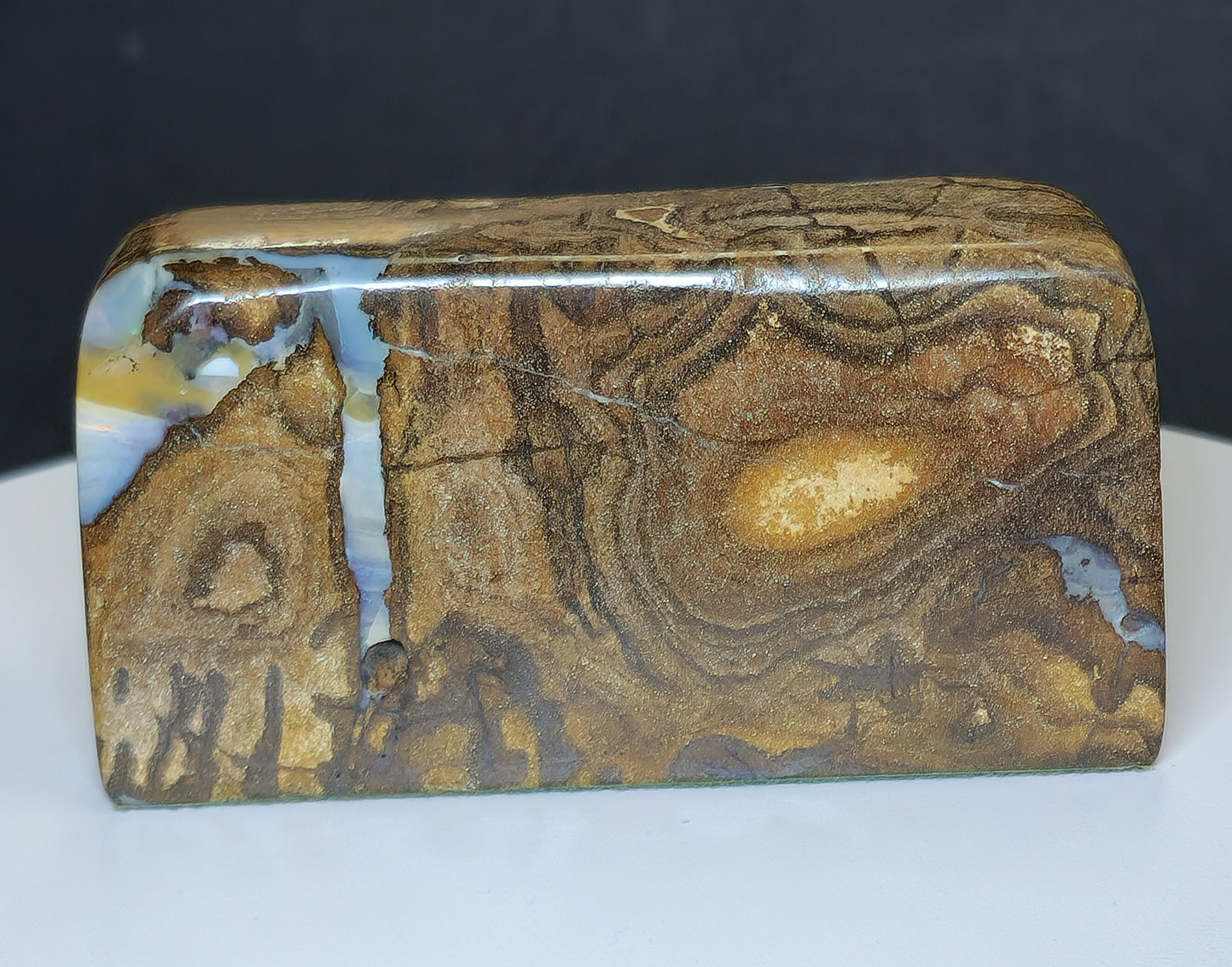 54134.0 - 研磨されたボルダーオパール標本：エグゼクティブデスク