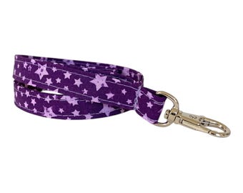 Purple Stars Lanyard, Lanyard for Keys, ID Badge Holder, Name Tag Lanyard, Key Lanyard, Teacher Gift, Fabric Lanyard