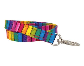 Colorful Rainbow Stripe Lanyard, Lanyard for Keys, ID Badge Holder, Name Tag Lanyard, Key Lanyard, Teacher Gift, Fabric Lanyard