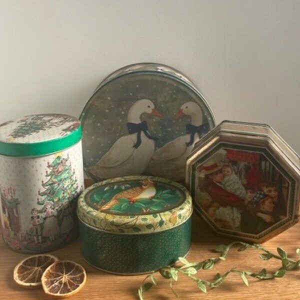 A selection of vintage Christmas tins | Retro tins | Kitchen storage