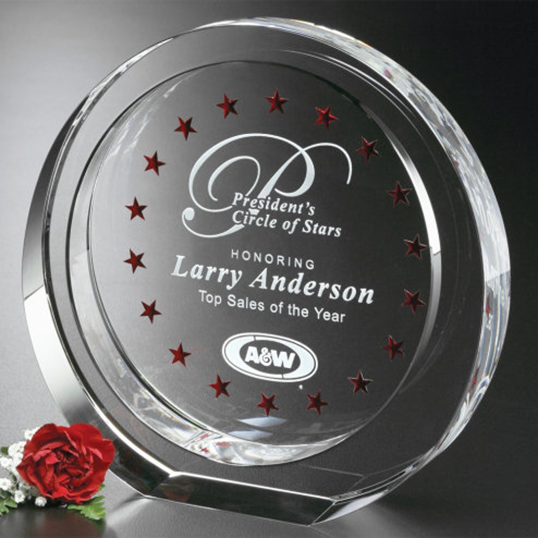 Crystal Atwater Circle Award Custom Etched & Engraved Glass Etsy