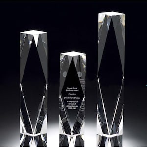 3D Crystal Presidential Award | Custom Laser Etched & Engraved Glass | Personalized Corporate Employee Recognition Appreciation Trophy