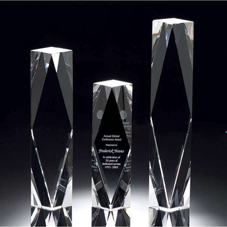 3D Crystal Presidential Award | Custom Laser Etched & Engraved Glass | Personalized Corporate Employee Recognition Appreciation Trophy