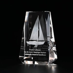 3D Crystal Aspen Award | Custom Laser Etched & Engraved Glass | Personalized Corporate Employee Recognition Appreciation Trophy