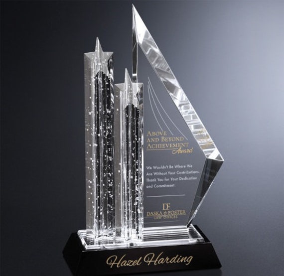 Crystal Vega Star Award Custom Etched Engraved Glass