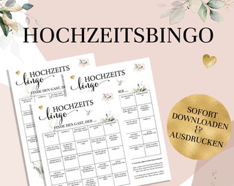 Hochzeitsbingo | Hochzeitsspiel | Sofort Download | PDF Vorlage | Hochzeit Bingo | Hochzeitsbingo Vorlage | Spiel für Brautpaar & Gäste