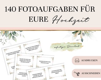 140 Fototaufgaben Hochzeit I Hochzeit Fotoaufgaben I Fotoaufgaben PDF I Fotobox Zubehör I Hochzeit Fotobox I Hochzeitsspiel | Spiel Hochzeit