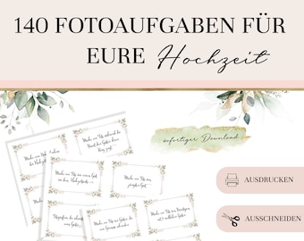 140 Fototaufgaben Hochzeit I Hochzeit Fotoaufgaben I Fotoaufgaben PDF I Fotobox Zubehör I Hochzeit Fotobox I Hochzeitsspiel | Spiel Hochzeit