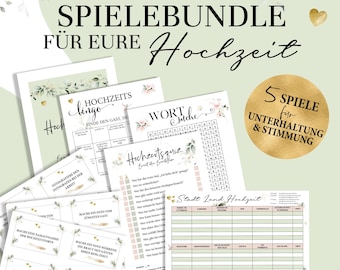 Hochzeitsspiele | Spiel für Brautpaar & Gäste | Hochzeitsquiz, Hochzeitsbingo, Fotoaufgaben und mehr | Spiele Hochzeit PDF | Sofort Download