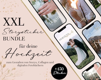 450+ Instagram Story Sticker Hochzeit I Sprüche & Illustrationen I Hochzeit Story Sticker I PNG Grafiken in Schwarz und Weiß | XXL Bundle